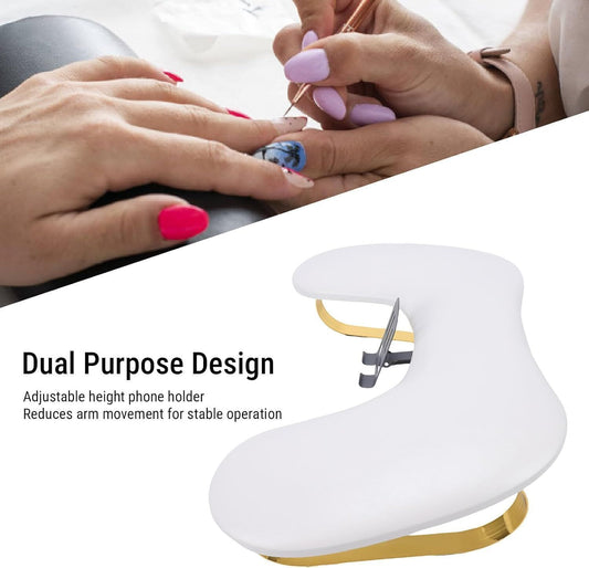 Arm Rest U Shaped Nail Manicure Table PU Leather 15° Angle Cushion White