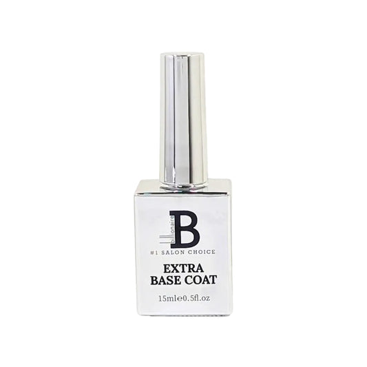 A 15ml bottle of B Brand Extra Base Coat nail polish on a solid white background.