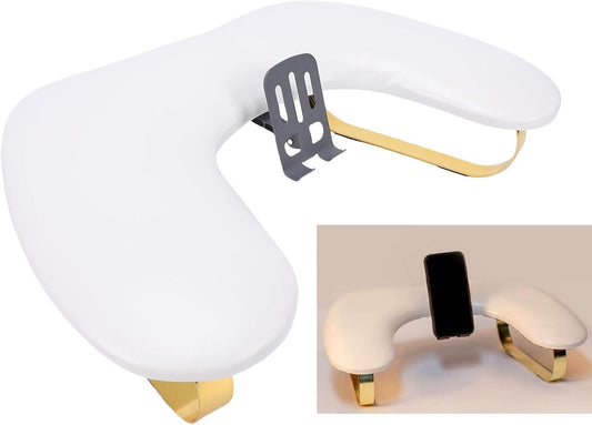 Arm Rest U Shaped Nail Manicure Table PU Leather 15° Angle Cushion White