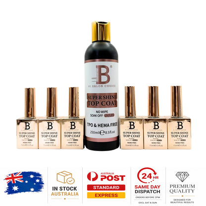 Billionaire - Super Shine No Wipe Nail Gel Top Refill 8oz 250ml - HEMA Free